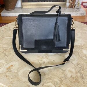 Vince Camuto Black Leather Satchel Shoulder Bag
